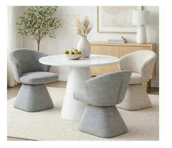 Masă AURORA, ecru, MDF/microciment, Ø120x76 cm