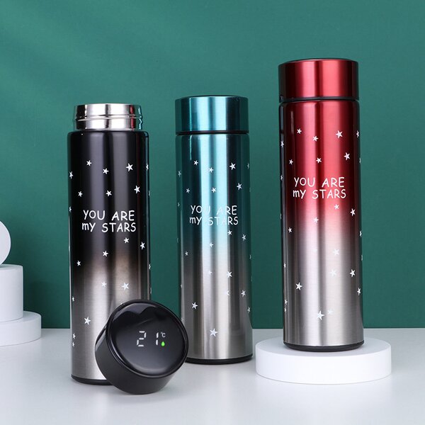 Set 2 x Termos Smart cu afisaj LED, Inox, 500 ml