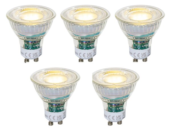 Set de 5 becuri LED GU10 50mm reglabile, clare, 2,5W, 450 lm, 3000K