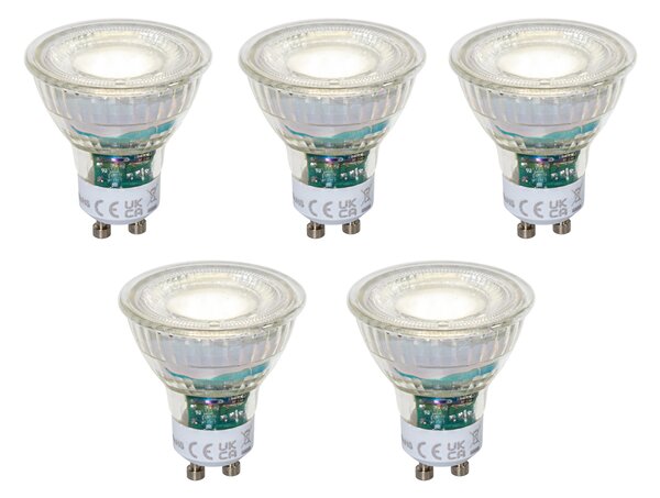 Set de 5 becuri LED GU10 50mm reglabile, clare, 2,5W, 450 lm, 4000K