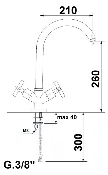 Reitano Rubinetteria Reitano Rubinetteria, baterie pentru chiuveta cu stand AXIA, crom, 509