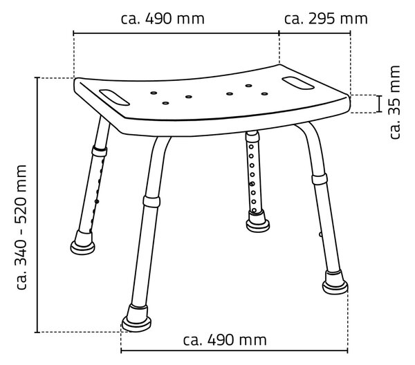 Ridder Ridder, Scaun de baie, reglabil pe inaltime, alb, A00601101