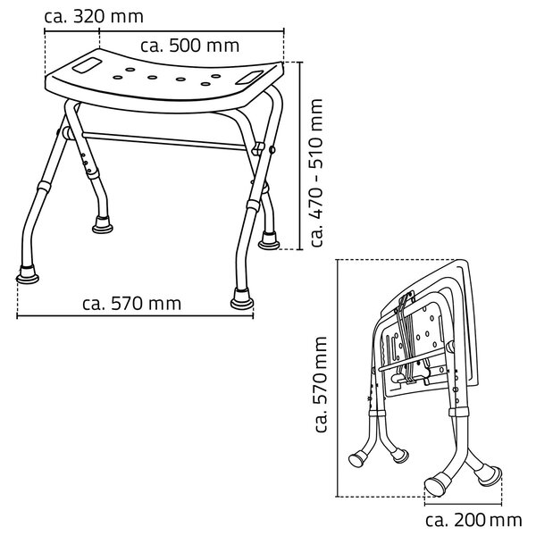 Ridder Ridder, Scaun de baie, pliabil, alb, A0050301
