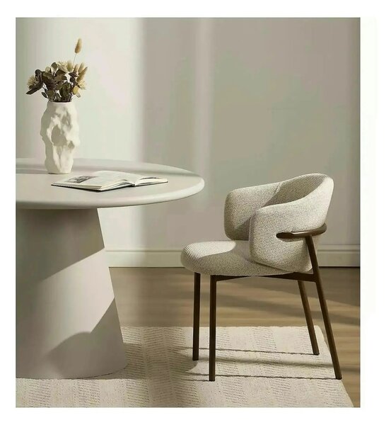 Masă AURORA, gri deschis, MDF/microciment, Ø120x76 cm