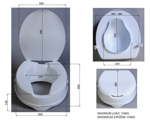 Ridder Rider, scaun WC ridicat 10 cm, alb, A0071001