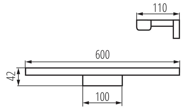 KANLUX Sapho, lampă de perete LED ASTEN 12W, 600x42x110mm, negru mat, 26684