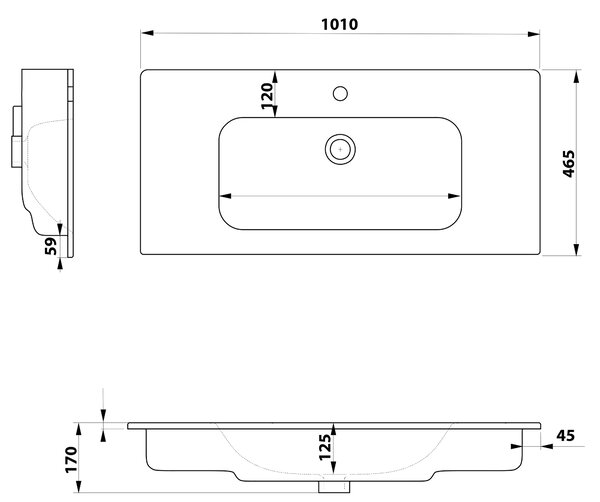 SANOVIT SANOVIT, chiuveta mobila PIEDRA 100x46,5 cm, 43101