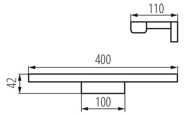 KANLUX Sapho, lampă de perete LED ASTEN 8W, 400x42x110mm, negru mat, 26683
