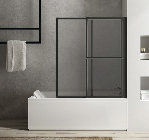 Polysan Sapho, paravan de baie OLBIA cu ridicare pneumatica, latime 1230 mm, negru mat, sticla transparenta, 30317B