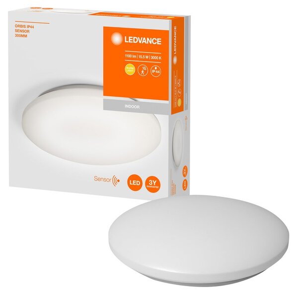 LEDVANCE Sapho, plafoniera de baie ORBIS, diametru 300mm, senzor, 1400lm, 17W, IP44