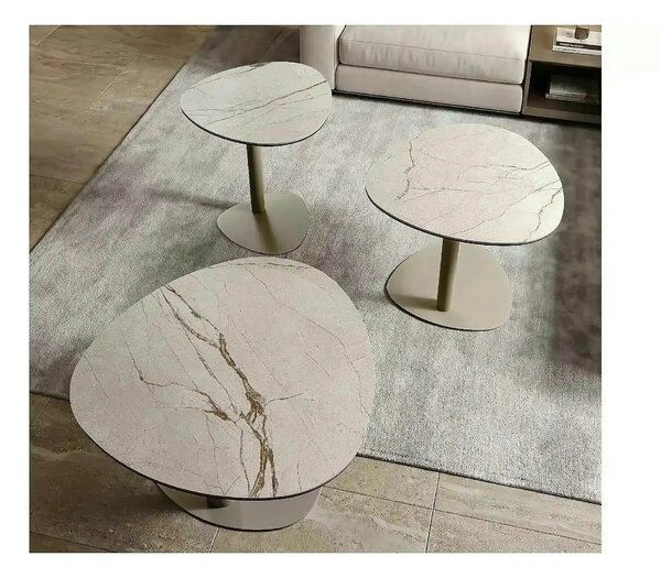 Măsuță cafea CIAO C, bej mat/cașmir, sticlă securizată/ceramică/metal