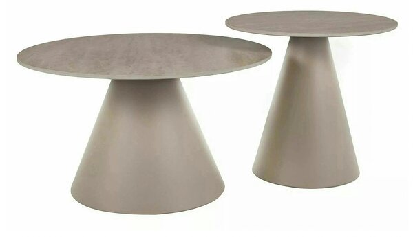 Set 2 măsuțe cafea HILL II, bej/cașmir, ceramică/metal