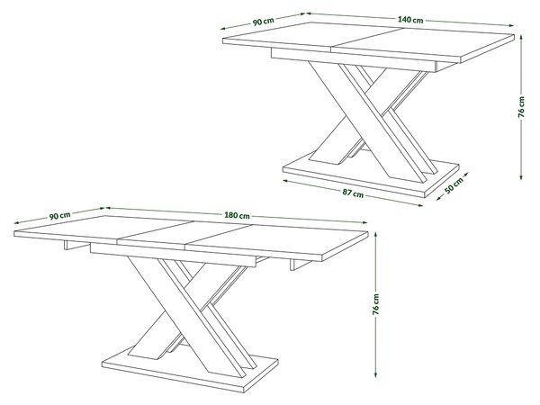 Mazzoni KARO Alb Mat/Negru Mat – MASĂ/MĂSUȚĂ CAFEA MODERNĂ CU BLAT EXTENSIBIL până la 180 cm