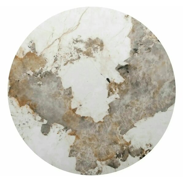 Masă ALZANO, alb lucios/nuc, ceramică/furnir/MDF, Ø120x77 cm