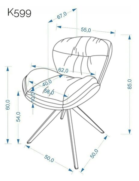 Scaun rotativ K599, bej/negru, stofa/piele ecologica/metal, 62x67x85 c