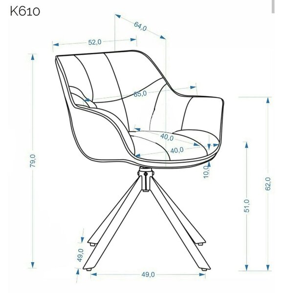 Scaun rotativ K610, bej/negru, stofa catifelata/metal, 65x64x79 cm