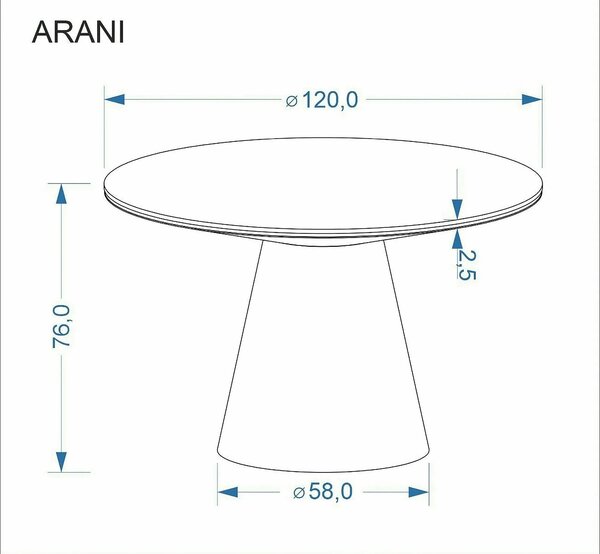Masa ARANI, bej/nuc, piatra sinterizata, 120x76 cm