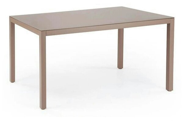 Masa gradina HOVER, bej/cappuccino, sticla/metal, 150x90x75 cm