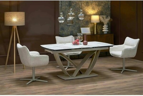 Masa extensibila BENJAMIN, bej/casmir, ceramica/sticla/metal, 160/240x