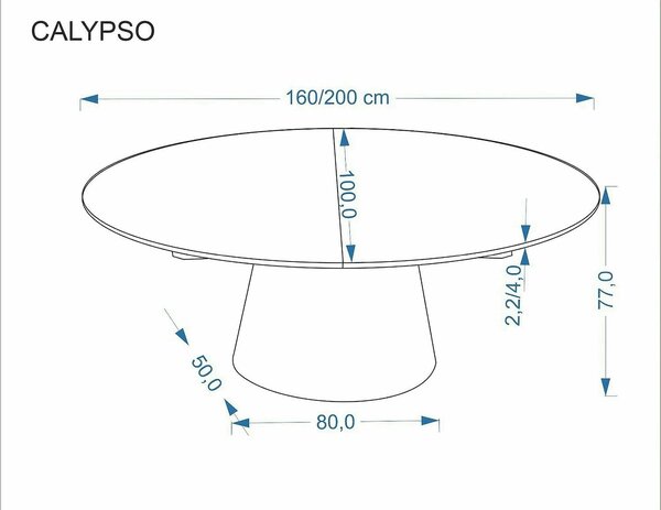 Masa extensibila CALYPSO, stejar natural, 160/200x100x77 cm