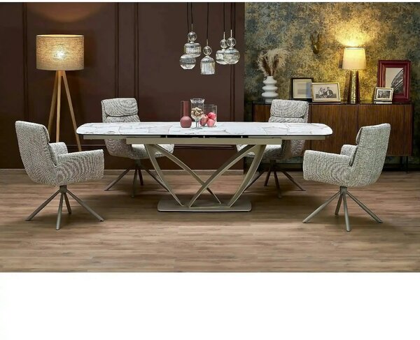 Masa extensibila BENJAMIN, bej/casmir, ceramica/sticla/metal, 160/240x