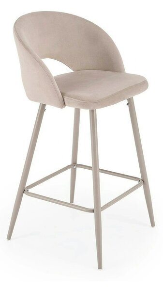 Scaun bar H96, bej deschis/casmir, stofa catifelata/otel, 48x49x89 cm