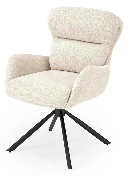 Scaun rotativ K593, bej/negru, stofa/metal, 56x54x89 cm