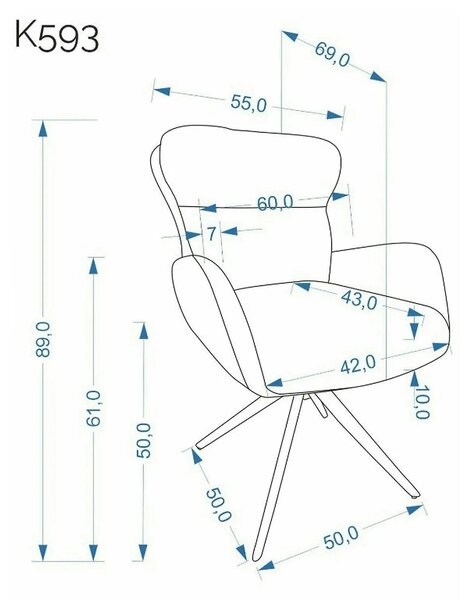 Scaun rotativ K593, bej/negru, stofa/metal, 56x54x89 cm