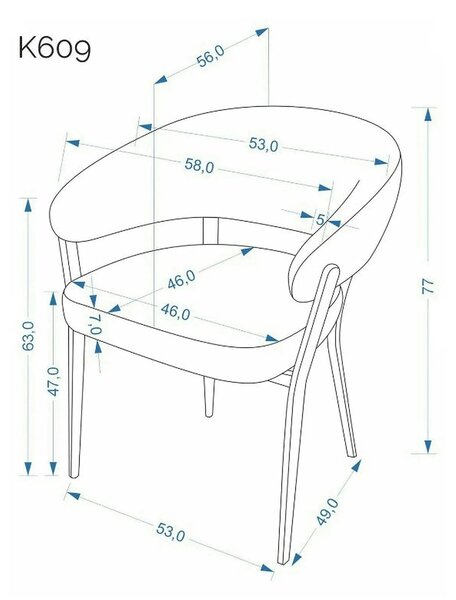 Scaun K609, bej/negru, stofa clasica/metal, 53x56x77 cm