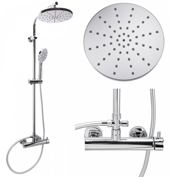 Erga Dubai, set de duș cu baterie și cap de duș 23 cm, cromat, ERG-YKA-BP.DUBAJ23-CHR