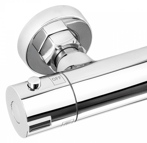 Erga Dubai, set de duș cu baterie termostatică și cap de duș de 30 cm, cromat, ERG-YKA-BP.DUBAJ-THERM-30-CHR