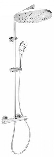 Erga Dubai, set de duș cu baterie termostatică și cap de duș de 30 cm, cromat, ERG-YKA-BP.DUBAJ-THERM-30-CHR