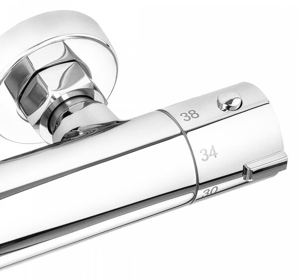Erga Dubai, set de duș cu baterie termostatică și cap de duș de 30 cm, cromat, ERG-YKA-BP.DUBAJ-THERM-30-CHR