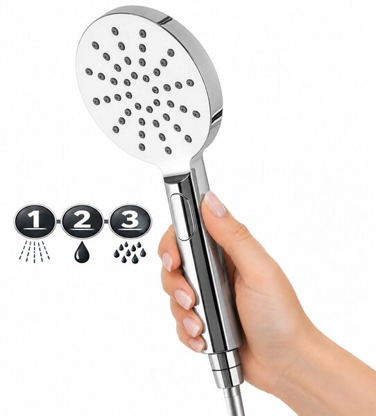 Erga Dubai, set de duș cu baterie termostatică și cap de duș de 30 cm, cromat, ERG-YKA-BP.DUBAJ-THERM-30-CHR