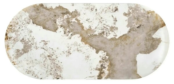 Masuta cafea NICOSIA, bej/nuc, piatra sinterizata, 121x61x45 cm