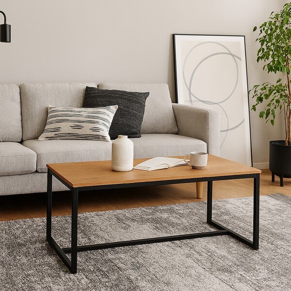 Măsuță de cafea în culoare naturală cu aspect de lemn de stejar 47x90 cm Norden – Bonami Essentials
