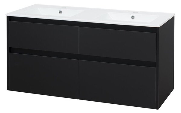 Mereo Mereo, Opto, dulap baie cu chiuveta ceramica 121 cm, negru mat, MER-CN943