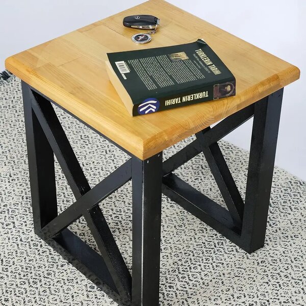 Masuta cafea lemn Country Homs 45 x 40 x 40, nuc si negru