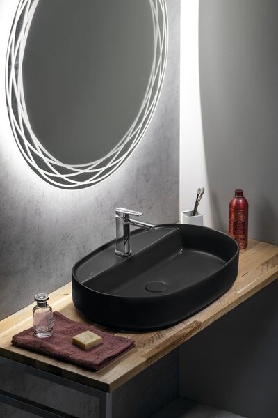 Isvea Isvea, chiuveta blat ceramica INFINITY OVAL, 60x40cm, negru mat, 10NF65060-2N