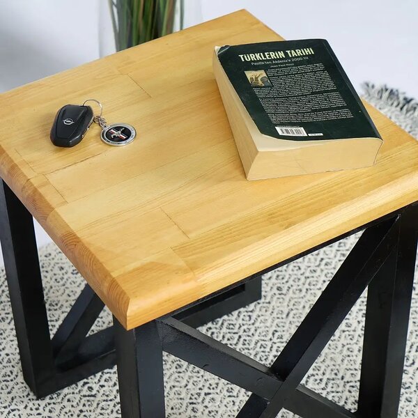 Masuta cafea lemn Country Homs 45 x 40 x 40, nuc si negru