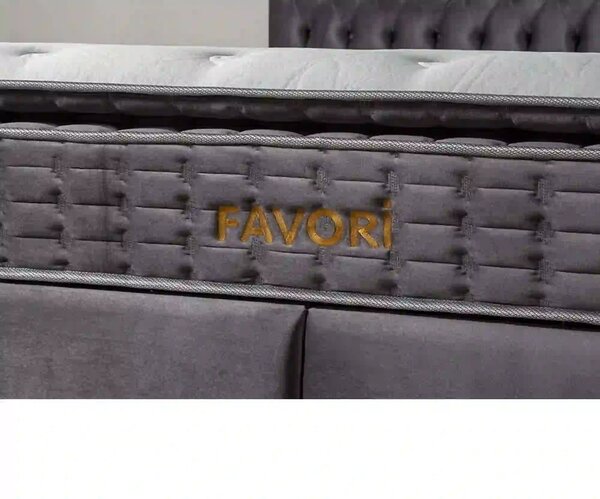 Pat FAVORI 160x200, stofa catifelata gri antracit - BF 16, cu somiera