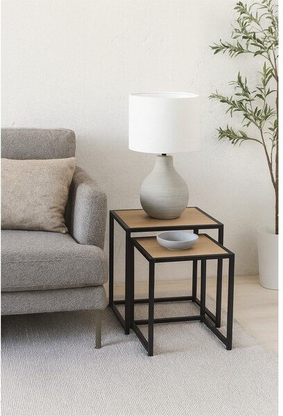 Măsuțe auxiliare 2 buc. cu aspect de lemn de stejar 38x38 cm Noah – Bonami Essentials