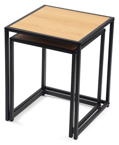 Măsuțe auxiliare 2 buc. cu aspect de lemn de stejar 38x38 cm Noah – Bonami Essentials