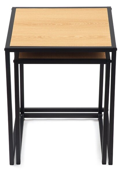 Măsuțe auxiliare 2 buc. cu aspect de lemn de stejar 38x38 cm Noah – Bonami Essentials