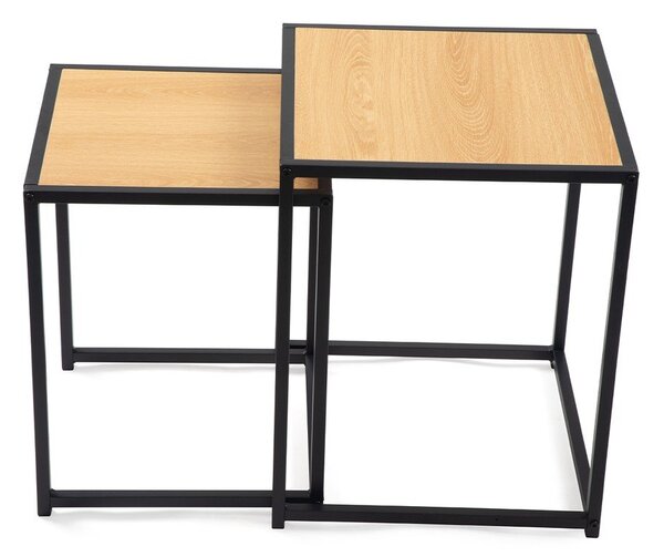 Măsuțe auxiliare 2 buc. cu aspect de lemn de stejar 38x38 cm Noah – Bonami Essentials
