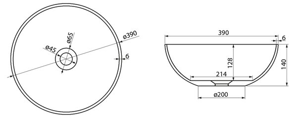 Polysan Polysan, lavoar pe blat BANERA ROUND, marmură turnată, Ø 39 cm, alb, 14337