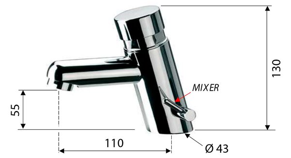 Bruckner Bruckner, robinet de bazin de sine stătător cu autoînchidere TEMPOR cu control al temperaturii, crom, 937.002.1