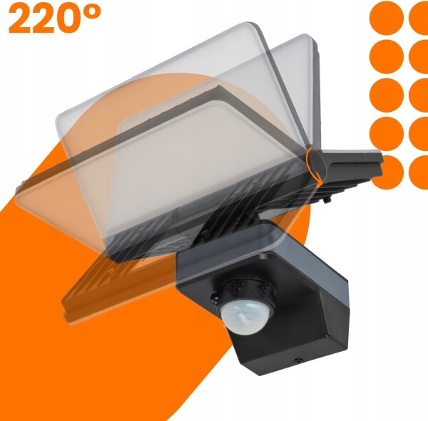 Proiector LED cu senzor de mișcare și senzor crepuscular LED/44W/230V 4200K IP54 negru