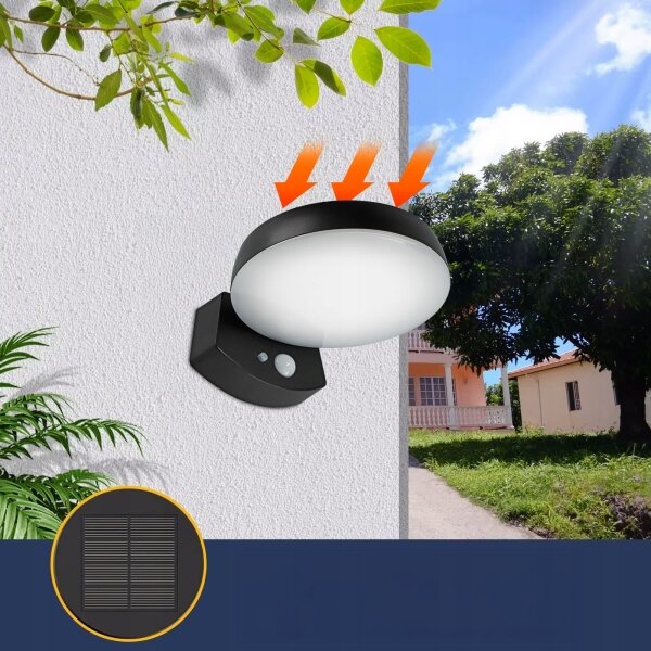 Aplică de perete solară LED cu senzor LED/3W/3,7V 1800 mAh IP54 negru
