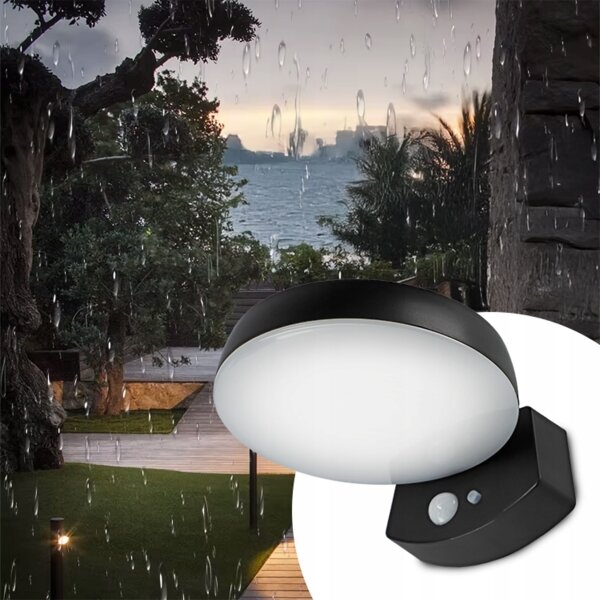 Aplică de perete solară LED cu senzor LED/3W/3,7V 1800 mAh IP54 negru